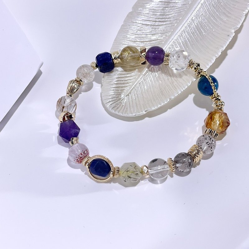 Border Light Citrine | Blue Line Stone| Blonde Crystal | Super Seven | Shining Diamond | Crystal Bracelet A2432-2 - สร้อยข้อมือ - คริสตัล หลากหลายสี