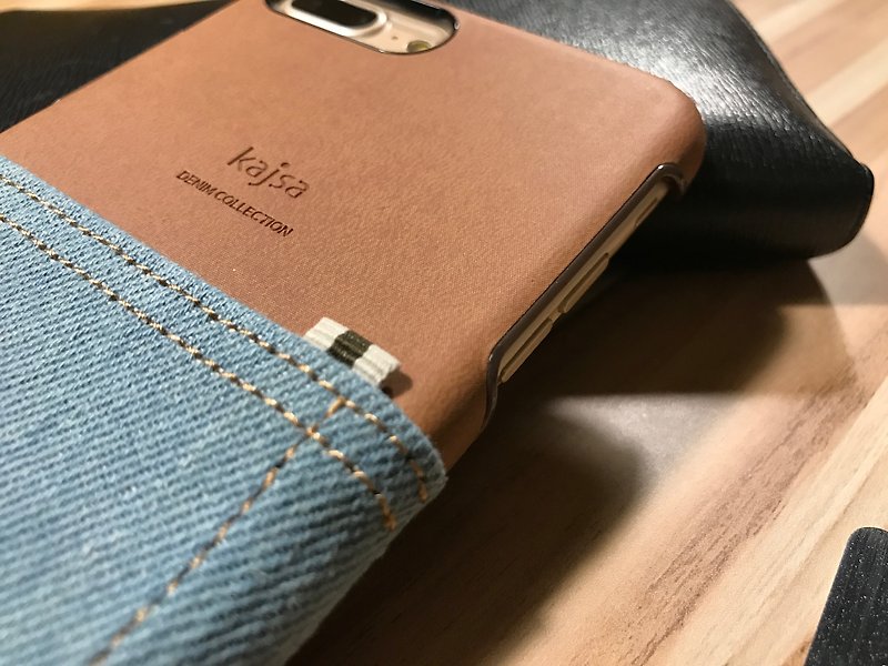 Denim pocket with card inserting single cover mobile phone protective shell light blue - Other - Cotton & Hemp 