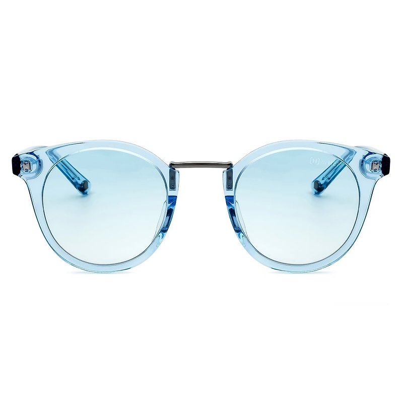 Sunglasses | Sunglasses | Transparent blue round frame | Made in Taiwan | Plastic frame glasses - Glasses & Frames - Other Materials Blue