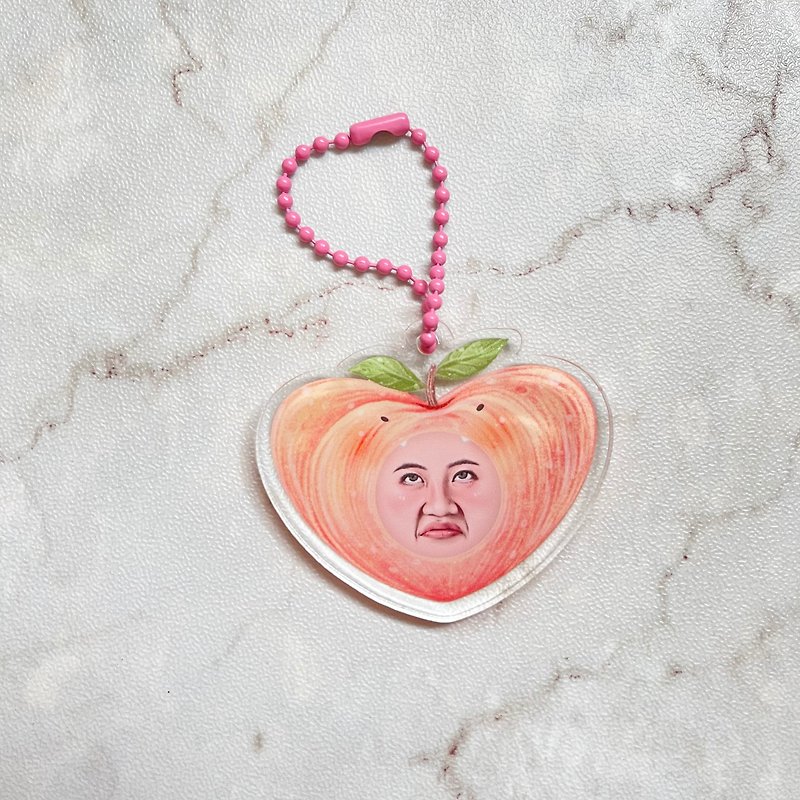 KEYRING ll KEYCHAIN :: funny face peach - 吊飾 - 壓克力 粉紅色