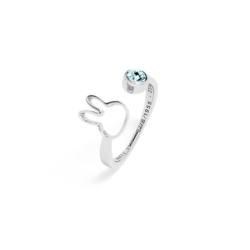 【Pinkoi x miffy】Miffy 海藍寶石奧地利水晶戒指 | 三月誕生石 - 戒指 - 水晶 藍色