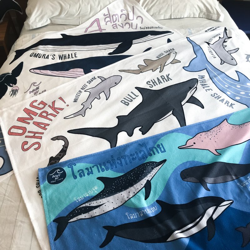 野生海洋生物印花浴巾/沙灘巾 - 毛巾/浴巾 - 聚酯纖維 多色