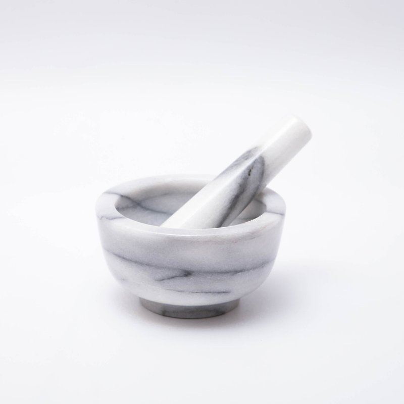石頭 廚具 白色 - 【奇鈺家居】大理石碗型杵臼研磨香料