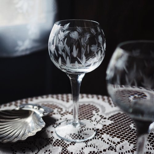 ヴィンテージ チェコ ボヘミア ハンドカット クリスタルグラス