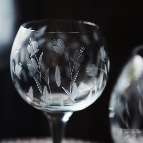 ヴィンテージ チェコ ボヘミア ハンドカット クリスタルグラス