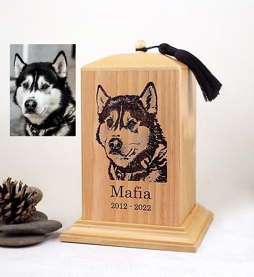 plankdeco 定制狗骨灰盒 定制骨灰盒 紀念品木盒 寵物紀念 雕刻 狗