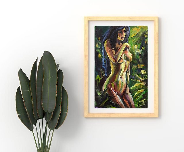 裸の女性の絵画エロティックなオリジナルアートヌード油絵官能的な