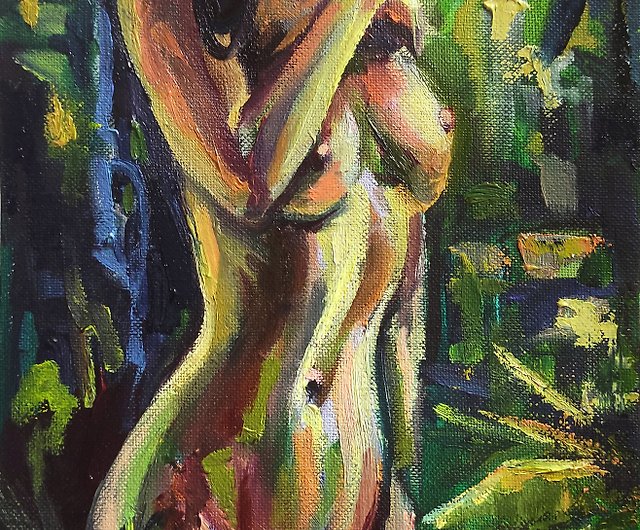 裸の女性の絵画エロティックなオリジナルアートヌード油絵官能的