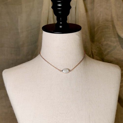 Oval Mother of Pearl Diffuser Choker Clavicle Y-Necklace Bracelet 3-in-1