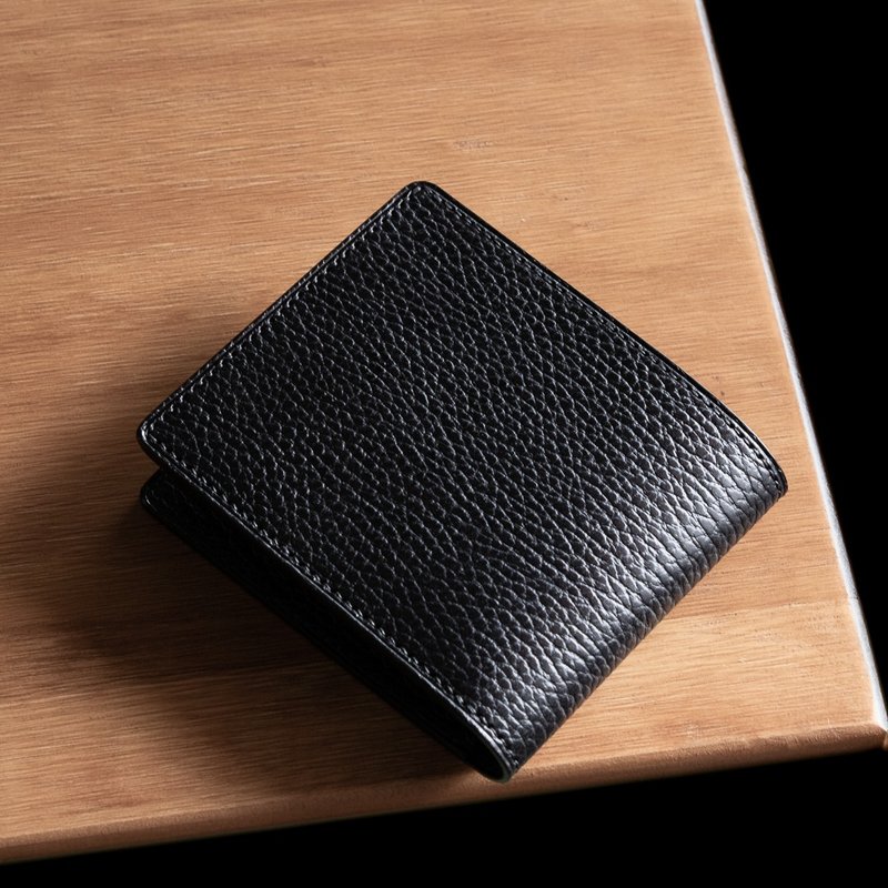 訂製植鞣手工短夾皮夾 bifold wallet Italia Dollaro leather 01 - 皮夾/長短夾/錢包 - 真皮 黑色