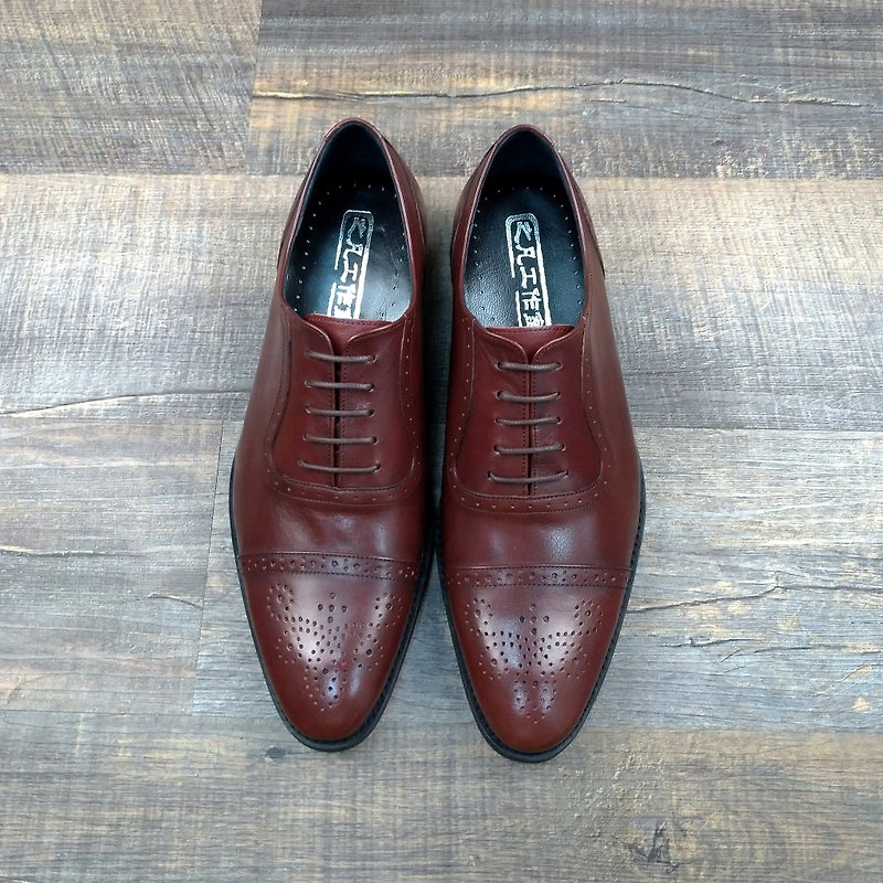 Fetal Cow Oxford Shoes - Burgundy - Men's Oxford Shoes - Genuine Leather Red