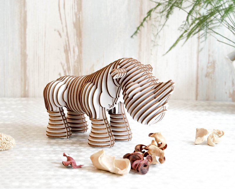 Rain Rhinoceros 3D 手作り DIY 家の装飾 ホワイト クリスマス - 人形・フィギュア - 紙 ホワイト