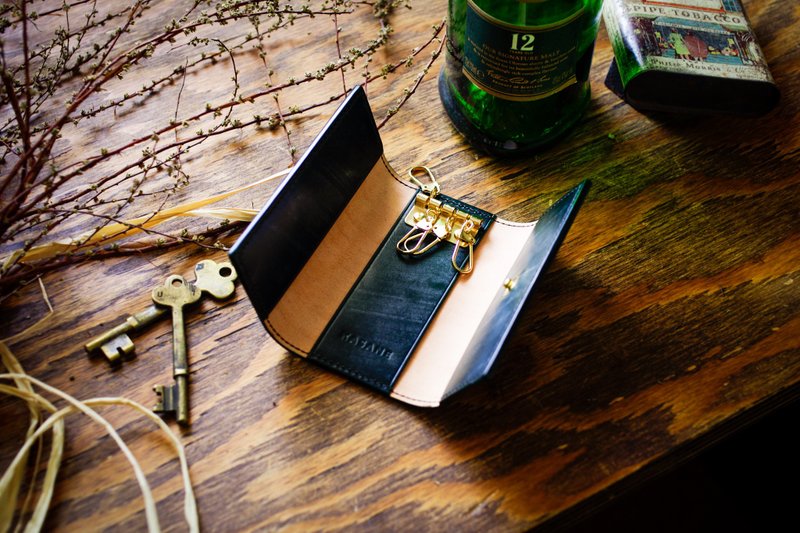 No.10 Key Case 【TW&S Bridle】 - 鑰匙圈/鑰匙包 - 真皮 綠色