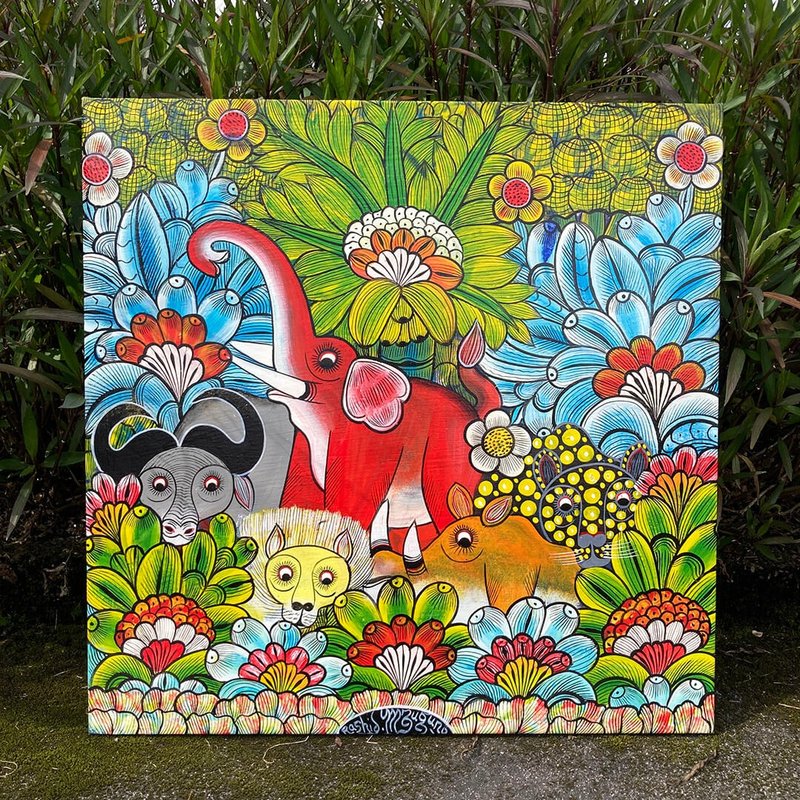 【V205 非洲五霸的祕密花園】坦尚尼亞手繪無框畫,掛畫 - 海報/掛畫/掛布 - 其他材質 