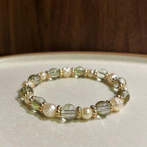 KAREN JEWELRY 玫瑰綠紋珠玫瑰珍珠手環 串珠手環