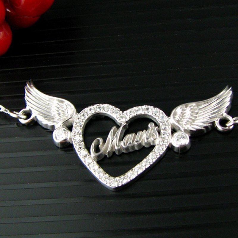 Customized .925 Sterling Silver Jewelry AH00003-Angel Heart Necklace - สร้อยติดคอ - โลหะ 