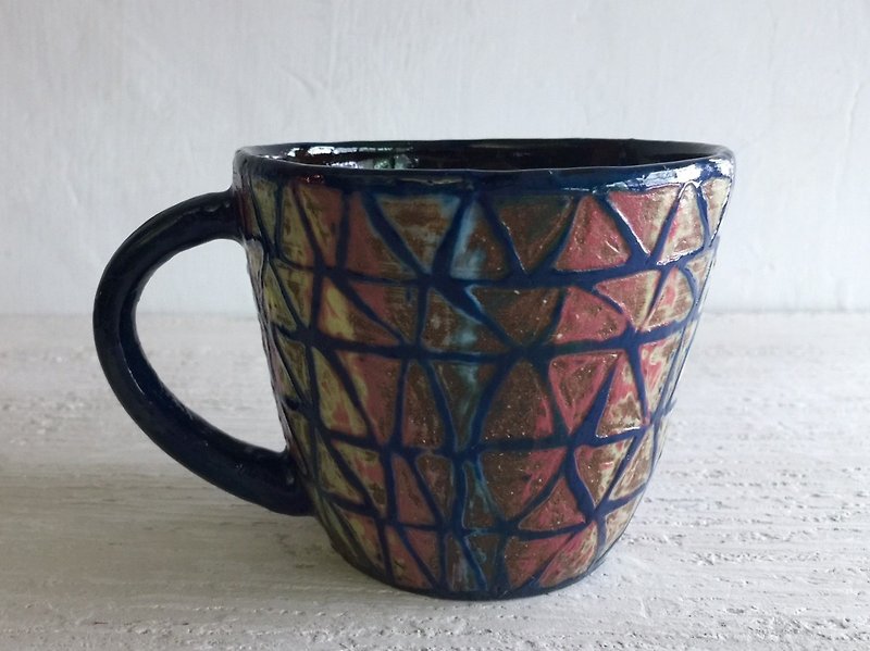Colorful triangle coffee cup _ pottery mug - Mugs - Pottery Multicolor