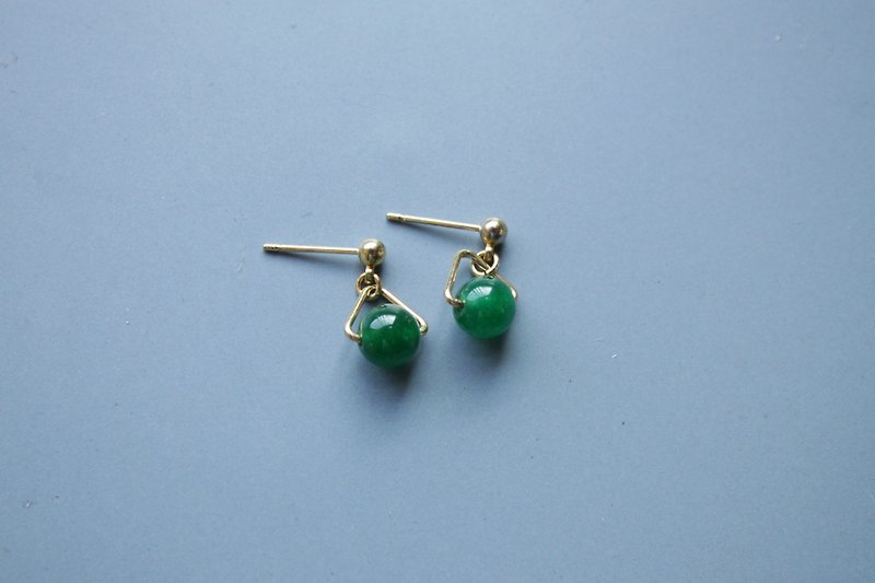 三角 馬來玉 -耳環 耳針 耳夾 - 耳環/耳夾 - 其他金屬 綠色