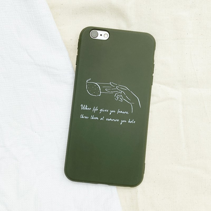 Take lemon to smash annoying people-iPhone case / military green all-inclusive matte soft case - Phone Cases - Rubber Green