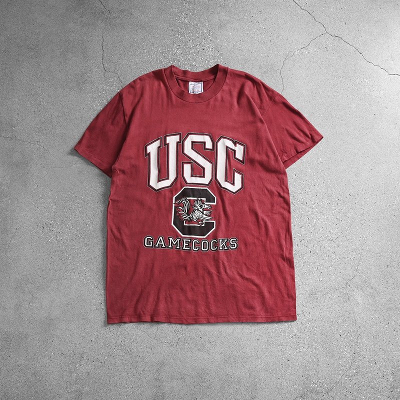Vintage 圖案Tee / Vintage Tee、美式休閒、美式復古、風格圖案 - 帽T/大學T - 棉．麻 紅色