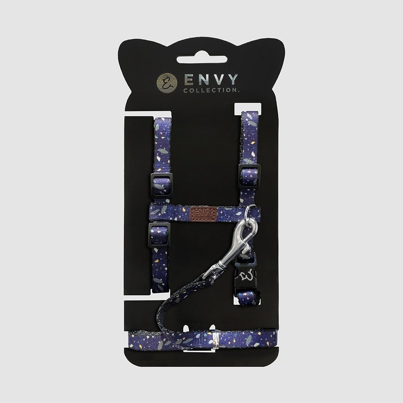 ENVY COLLECTION 碎石狂想曲貓胸背帶 牽繩 安全插扣 - 項圈/牽繩 - 聚酯纖維 多色