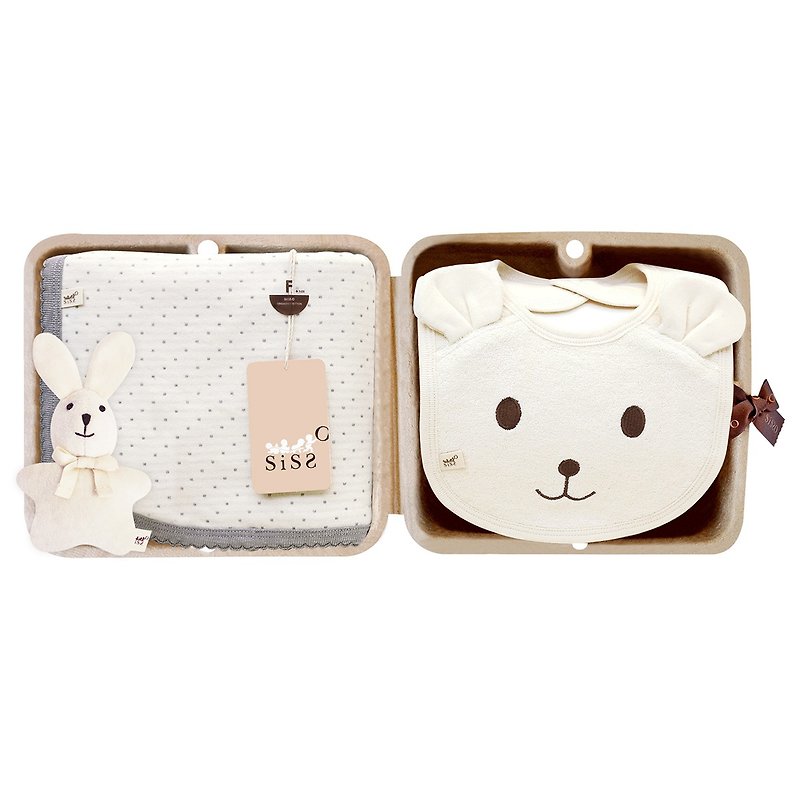 【SISSO Organic Cotton】Grey rice dots four seasons universal blanket fashion gift box F - Baby Gift Sets - Cotton & Hemp Gray