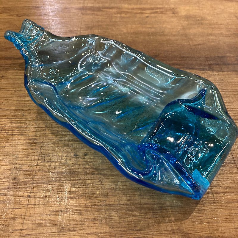 Bombay Pompeii Premium Blue Diamond Gin Original Wine Bottle Platter - Plates & Trays - Glass Blue