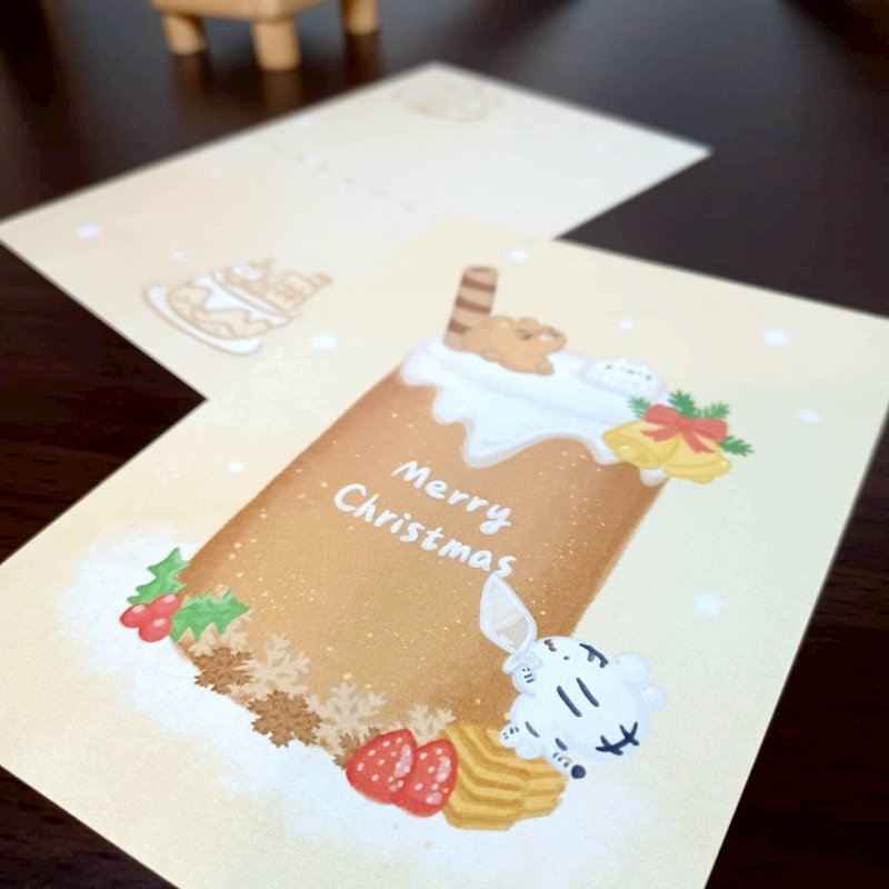 聖誕奶蓋 - 聖誕明信片 - 系列2 - 卡片/明信片 - 紙 橘色