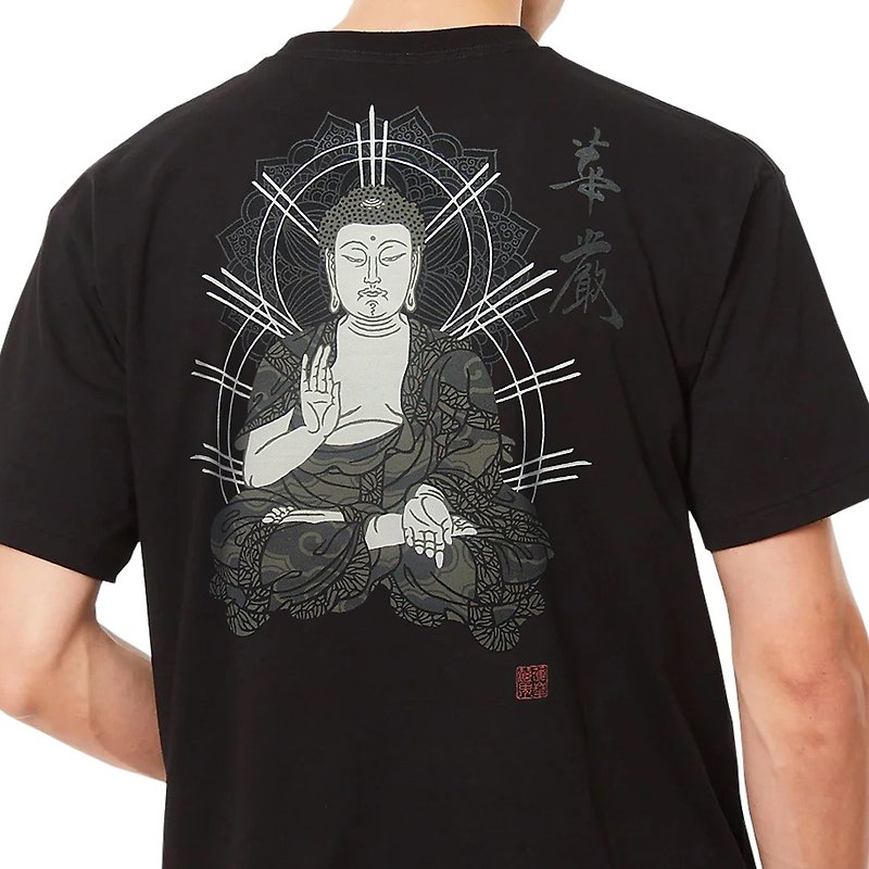 Japanese art T-shirt - Great Buddha 100%Cotton Made in Japan - เสื้อยืดผู้หญิง - ผ้าฝ้าย/ผ้าลินิน สีดำ