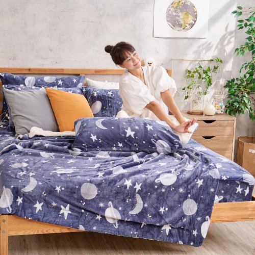 DUYAN 竹漾寢飾 法蘭絨羊羔絨毯 / 星海微光