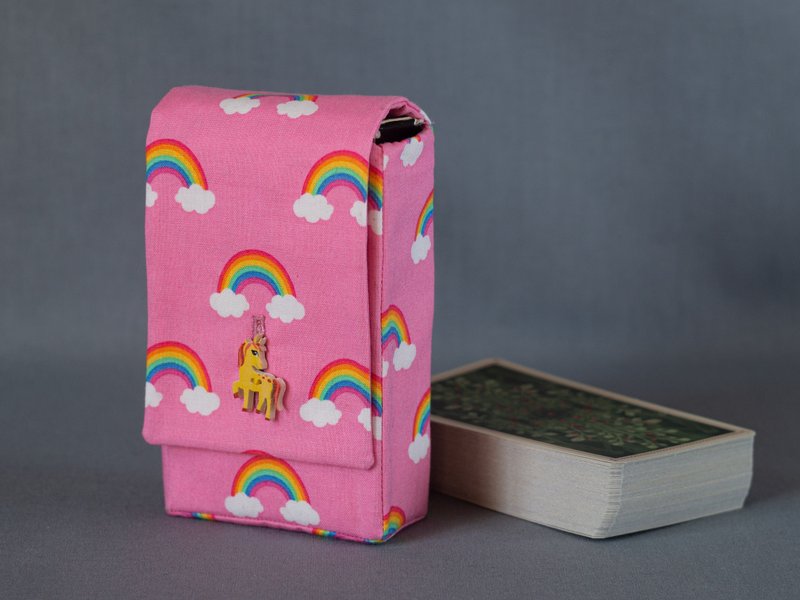 Unicorn Pink Rainbow Cotton Tarot Cards Case Oracle Deck Pouch Tarot Deck Holder - Other - Cotton & Hemp Pink