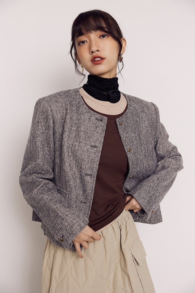 Mosdress customized collarless jacket - Women's Casual & Functional Jackets - Polyester Gray