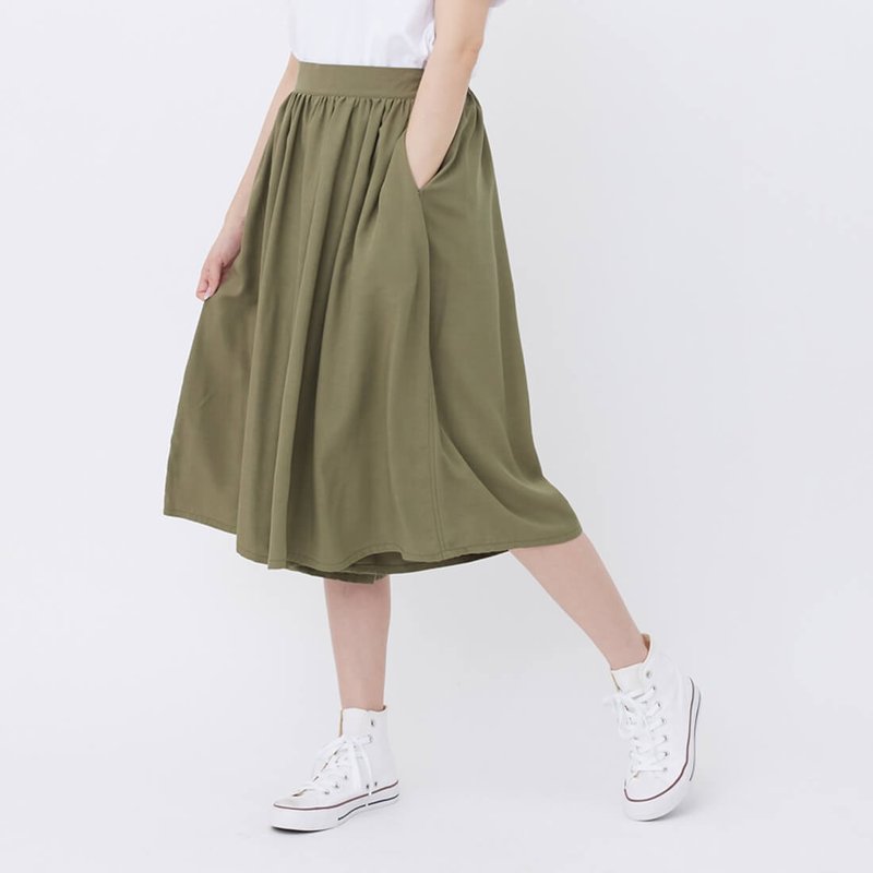 Elvis Everyday Crop Skirt Pants - กระโปรง - ผ้าฝ้าย/ผ้าลินิน สีน้ำเงิน