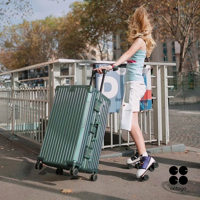 cctogo cup electric travel suitcase - 26-inch aluminum frame suitcase - กระเป๋าเดินทาง/ผ้าคลุม - พลาสติก ขาว
