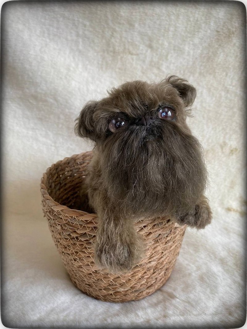 グリフォンの子犬、モヘアで作られたリアルな犬。 - 人形・フィギュア - その他の素材 ブラウン