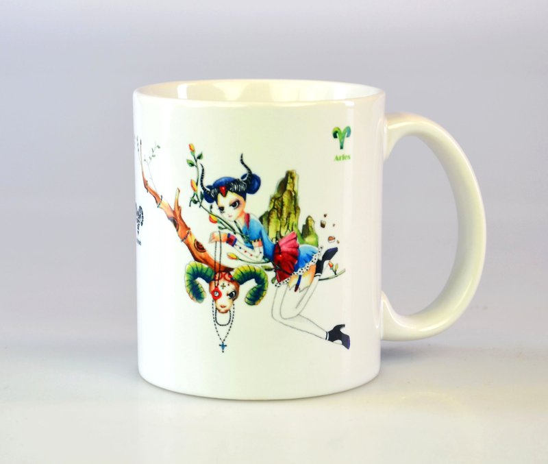 Tiger Sheep - Aries / 12 constellation illustrations mug - Mugs - Porcelain White