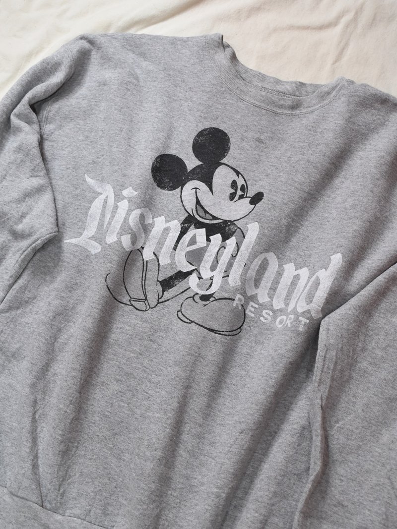 Vintage Disney University T Gray and Black Mickey - เสื้อฮู้ด - ผ้าฝ้าย/ผ้าลินิน 