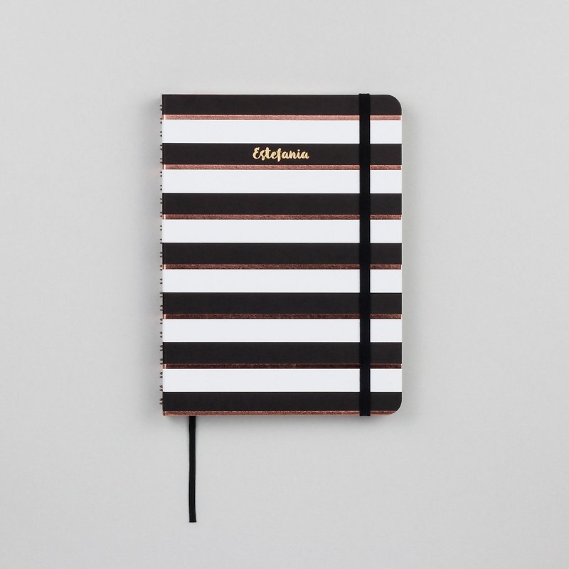 Black Stripe A5 Notebook / Sketchbook - สมุดบันทึก/สมุดปฏิทิน - กระดาษ สีดำ