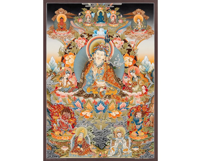 上師唐卡 靈性指導的傳承 - 壁貼/牆壁裝飾 - 其他材質 多色