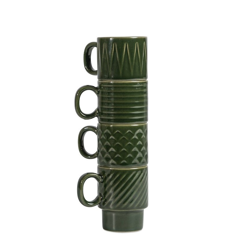 Coffee & More 濃縮咖啡杯4入 墨綠 - 其他杯子 - 瓷 