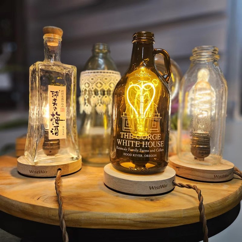 【Customized】Creative Gift Romantic Customized Glass Bottle Lamp - Pottery & Glasswork - Glass 