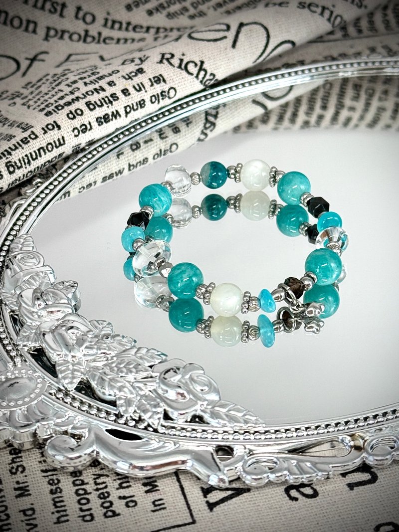 德布西月光夜曲 - 醫療鋼/天河石/月光石/黑曜石/茶晶 - 手鍊/手環 - 水晶 綠色