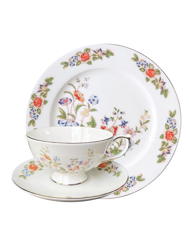 英國Aynsley 小屋花園 組合優惠價 骨瓷奧本杯盤組+餐盤 - 茶壺/茶杯/茶具 - 瓷 白色