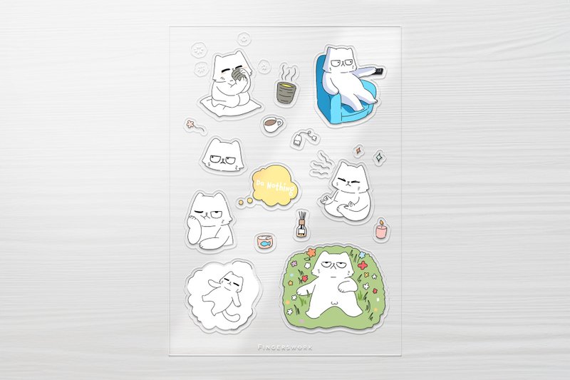 Do nothing misanthropic cat transparent sticker - สติกเกอร์ - วัสดุอื่นๆ สีใส