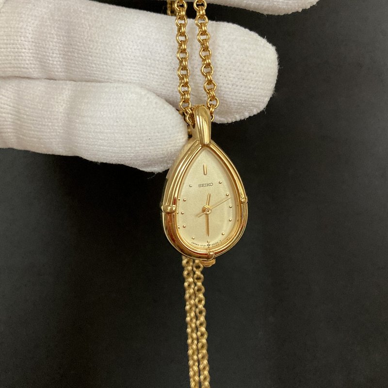 SEIKO 金色水滴形 項鍊 懷錶 古董錶 - 女錶 - 其他金屬 金色