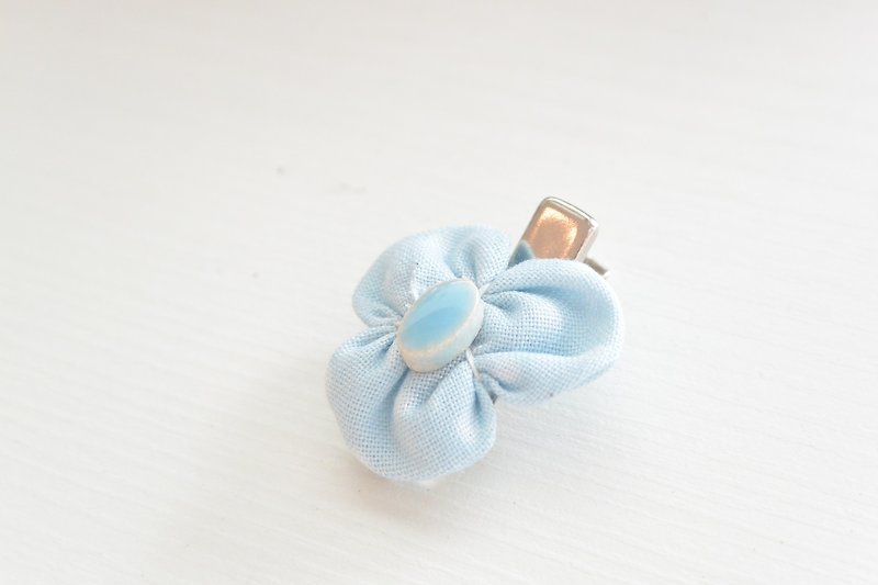 Baby clover hairpin - blue Shuiyu - Hair Accessories - Cotton & Hemp Blue
