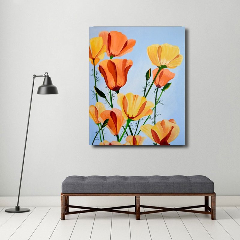 夏季植物牆藝術定制帆布 Flowers Painting, Interior Design, Natural Painting, Hanging Picture - โปสเตอร์ - ผ้าฝ้าย/ผ้าลินิน หลากหลายสี