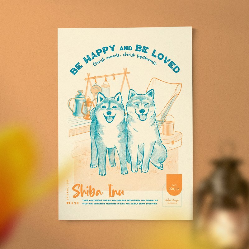 Wisi Huang【SMILE / Camping Shiba Inu】A4 perforated printing poster - Posters - Paper White