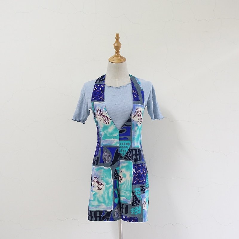 │Slowly│ Marine/vintage suspenders│vintage.Retro.Art - Overalls & Jumpsuits - Polyester Multicolor
