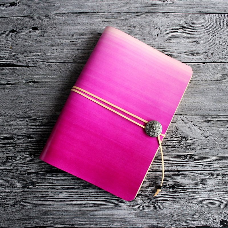 2018植物の日焼けした革の最初の層が徐々にa5ルーズリーフストラップの手書きの手書きのノートの日記メモ帳の革のメモ帳 - ノート・手帳 - 革 ピンク